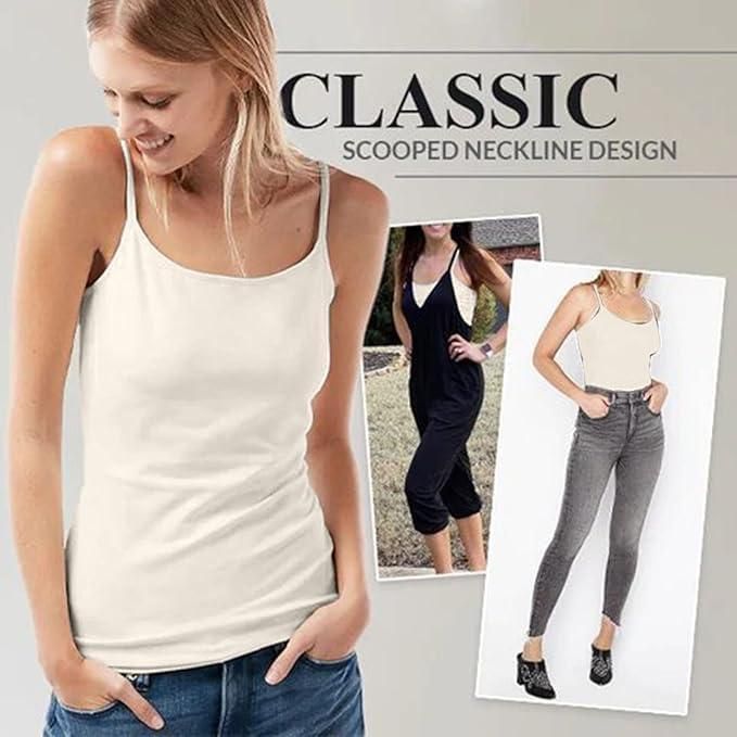 Women’s Loose Cami with Built-in Tank Top (Pack of 2) | Cotton Free Size Camisole