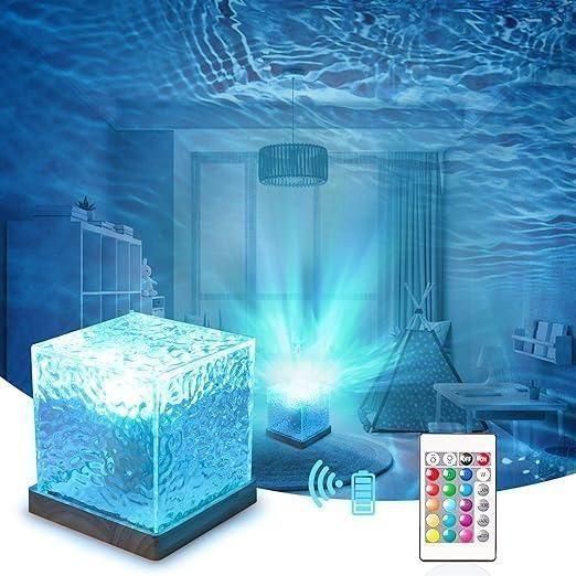 Rotating Water Ripple Night Light Aura Lamp | LED Ambient Bedroom Table Lamp