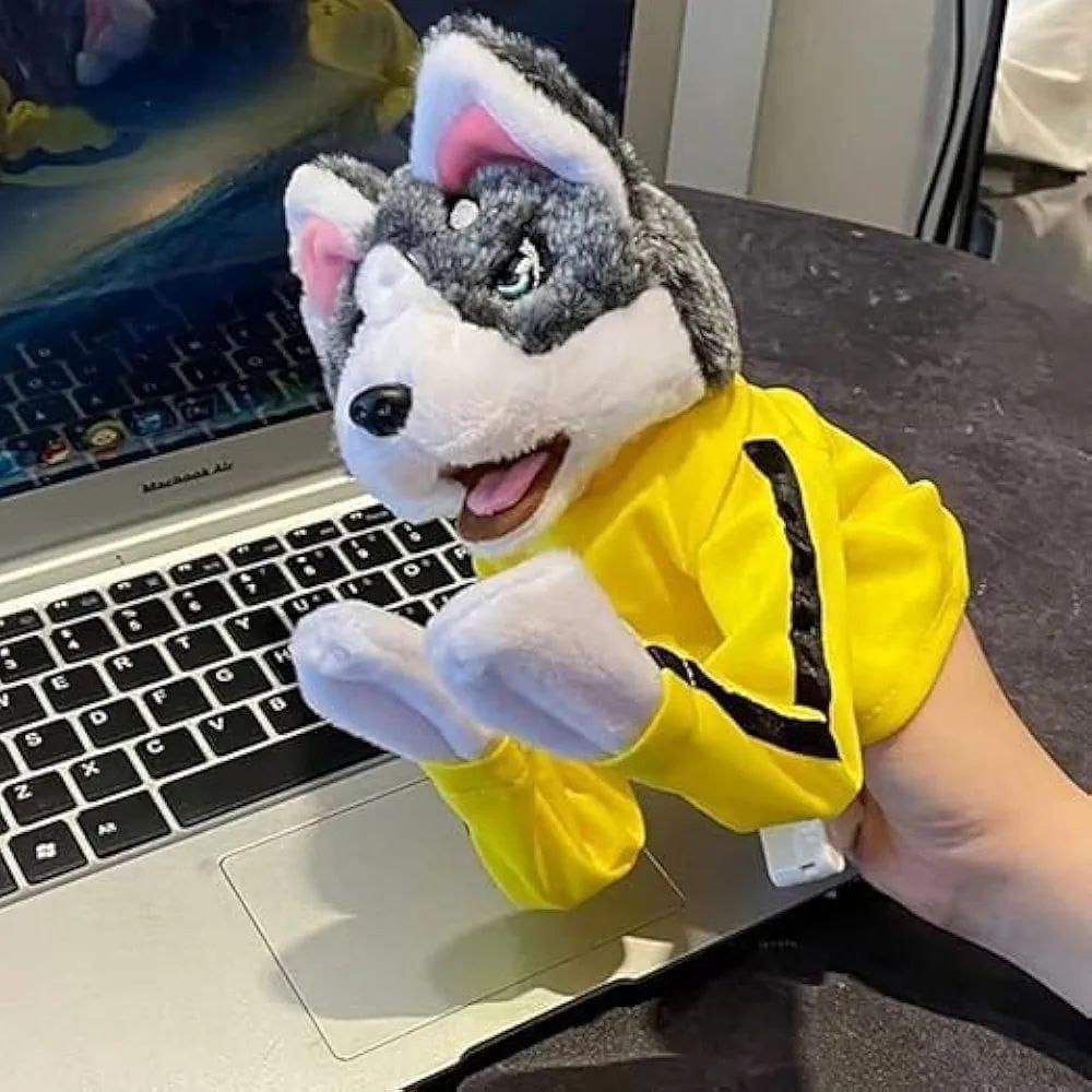 Kung Fu Dog Interactive Hand Puppet – Cute Boxing Husky Plush Toy for Kids