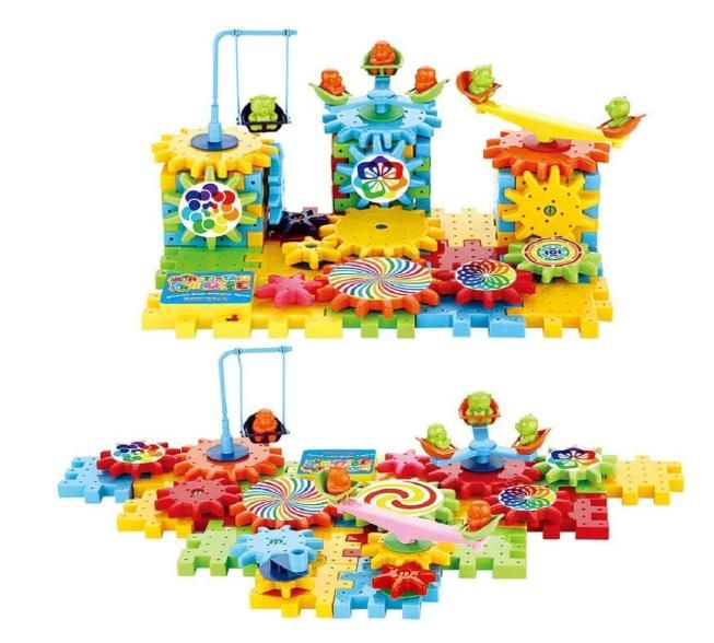 Battery Operated 81pcs Rotating Building Blocks with Gears | Motorized STEM Learning Toy for Kids