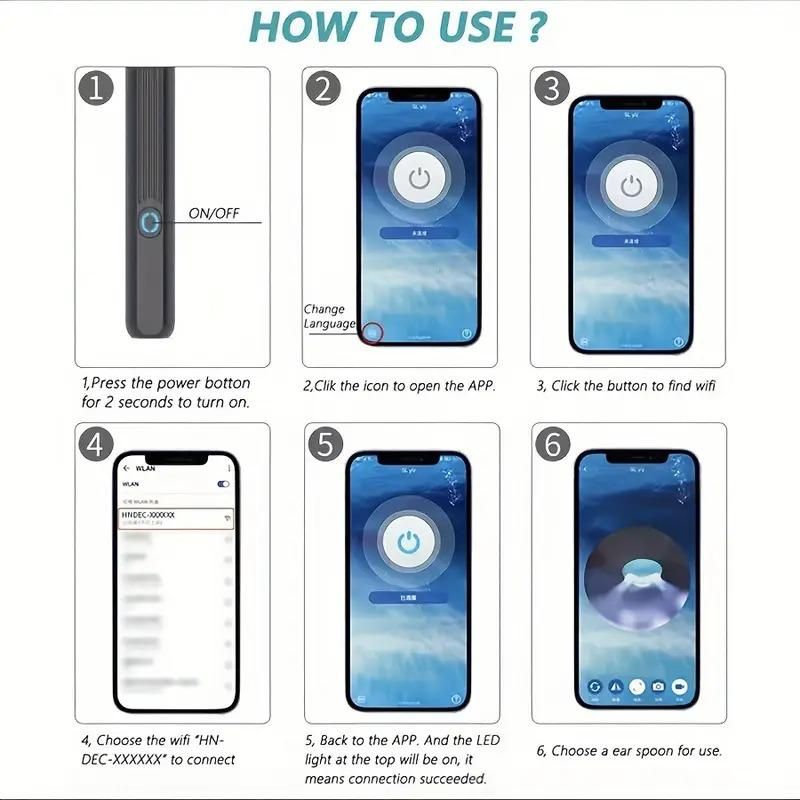 Smart Visual Ear Wax Cleaner with WiFi Camera – HD Otoscope Ear Cleaning Tool for iOS & Android (Type-C Rechargeable)