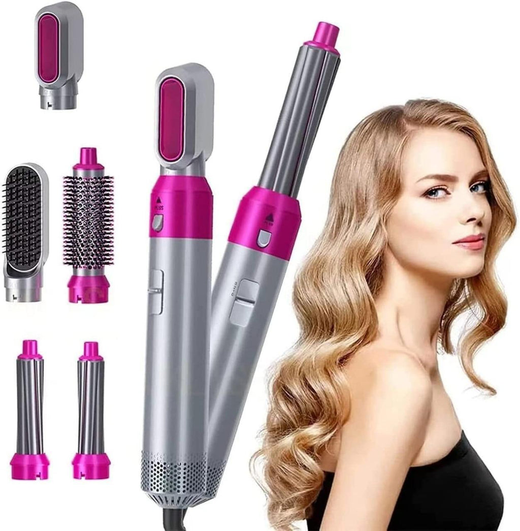 5-in-1 Multifunctional Hair Dryer Styling Tool – Negative Ion Hot Air Brush & Automatic Suction Curler for Women (Grey)