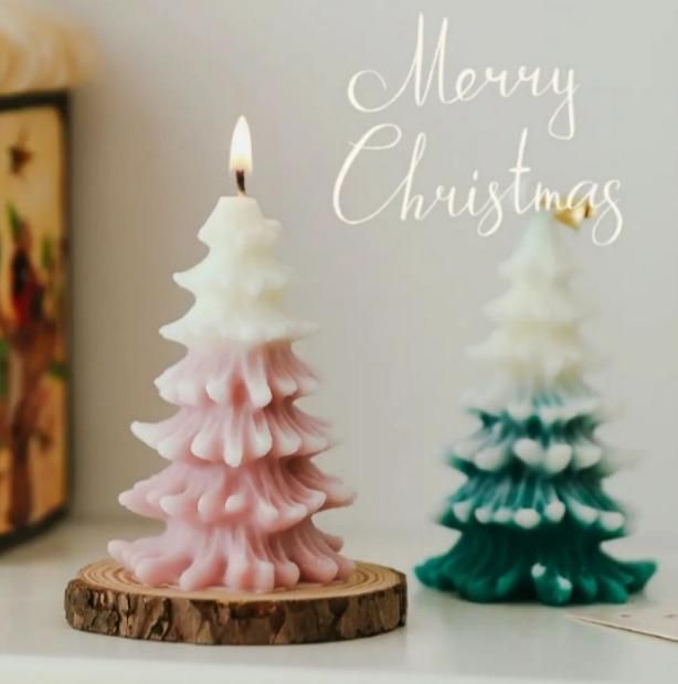 Long Scented Christmas Tree Candle | Natural Wax Festive Decorative Candle
