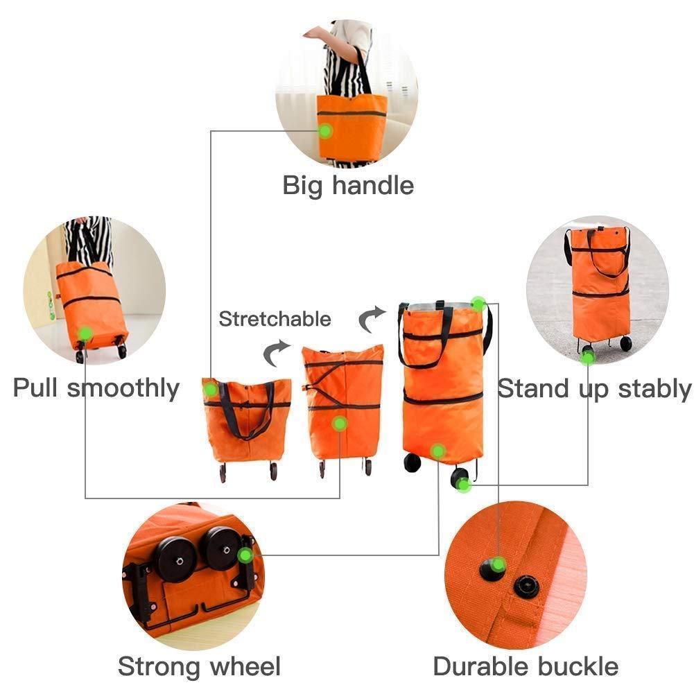 Foldable Shopping Trolley Bag with Wheels | Lightweight Waterproof Grocery Bag