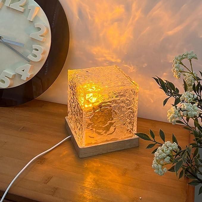 Rotating Water Ripple Night Light Aura Lamp | LED Ambient Bedroom Table Lamp