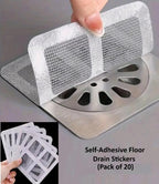 Self-Adhesive Floor Drain Stickers Pack of 20 | Anti-Clog Hair Catcher Cover