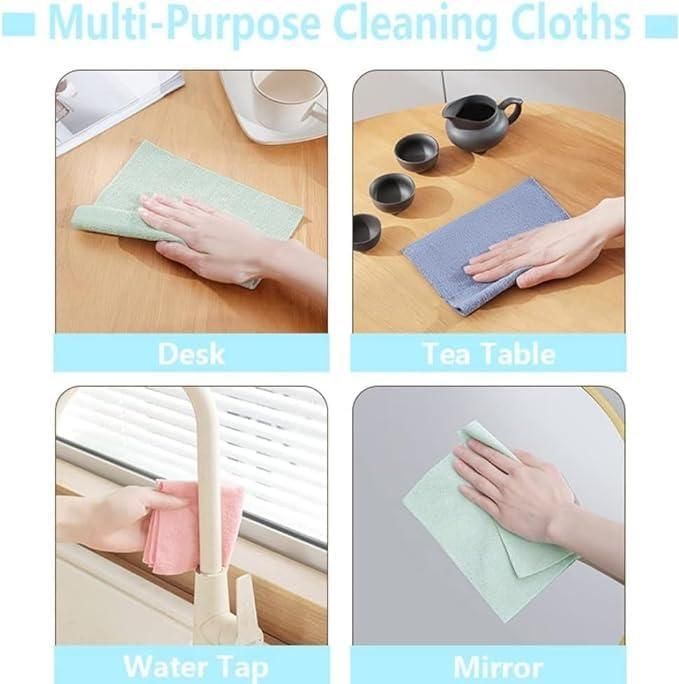 Microfiber Cleaning Cloth 20 PCS with Dispenser Box | Reusable Multi-Purpose Cleaning & Drying Wipes for Home, Kitchen & Office