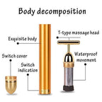 24K Gold Energy Beauty Bar Electric Facial Massage Roller – T-Shaped Waterproof Face Lifting & Skin Tightening Massager