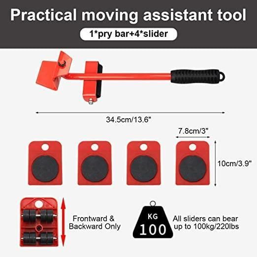 Furniture Lifter Mover Tool Set with Wheel Pads | Heavy Duty Shifting Tool