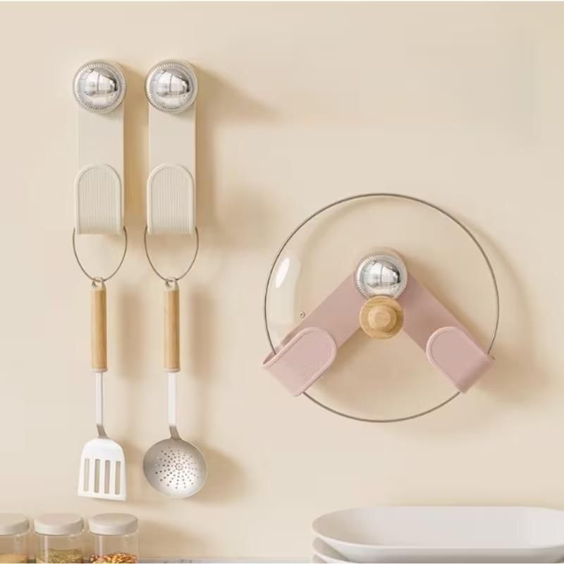 Pot Lid Holder with Suction Cup | Wall Mounted Kitchen Organizer Rack