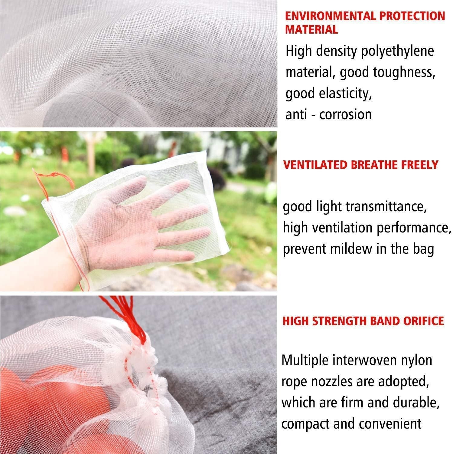Fruit Protection Bags with Drawstring Pack of 25 | Nylon Mesh Plant Cover