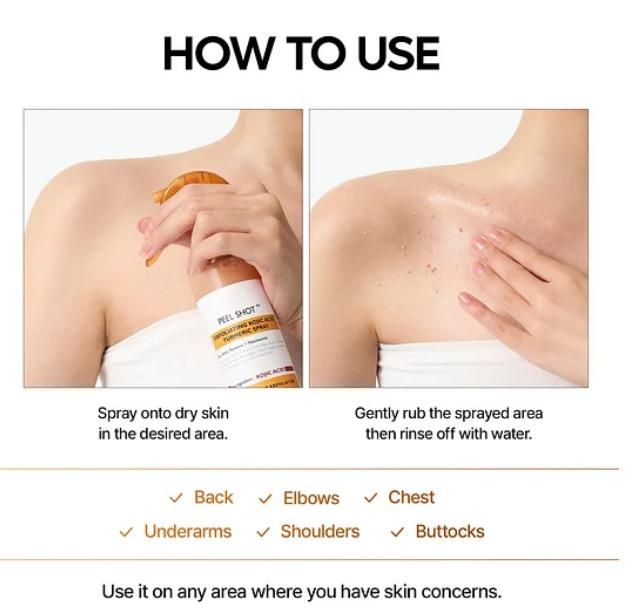 Exfoliating Kojic Acid Turmeric Spray 400ml (Pack of 2) – Brightening & Dark Spot Correcting Spray for Face & Body