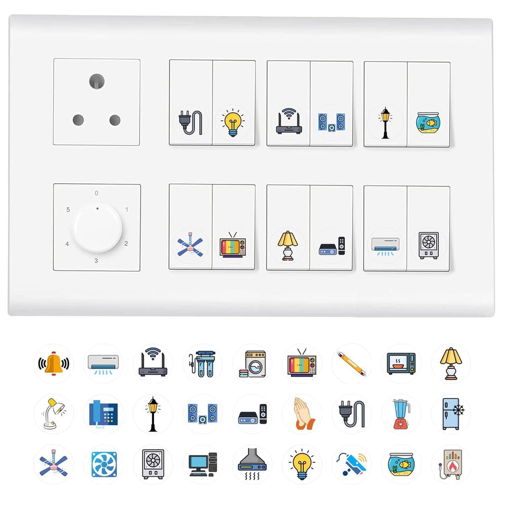 3D Premium Switch Stickers (149 PCS) – Decorative Glow Switch Board Vinyl Stickers