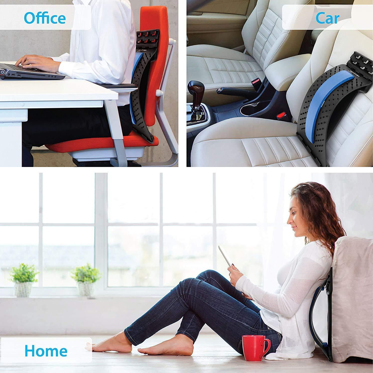 Back Pain Relief Posture Corrector & Lumbar Back Stretcher – Multi-Level Spine Deck Massage Device