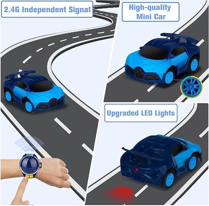 Remote Watch Car for Kids – Mini Wrist RC Racing Car with USB Charging (Assorted Color)