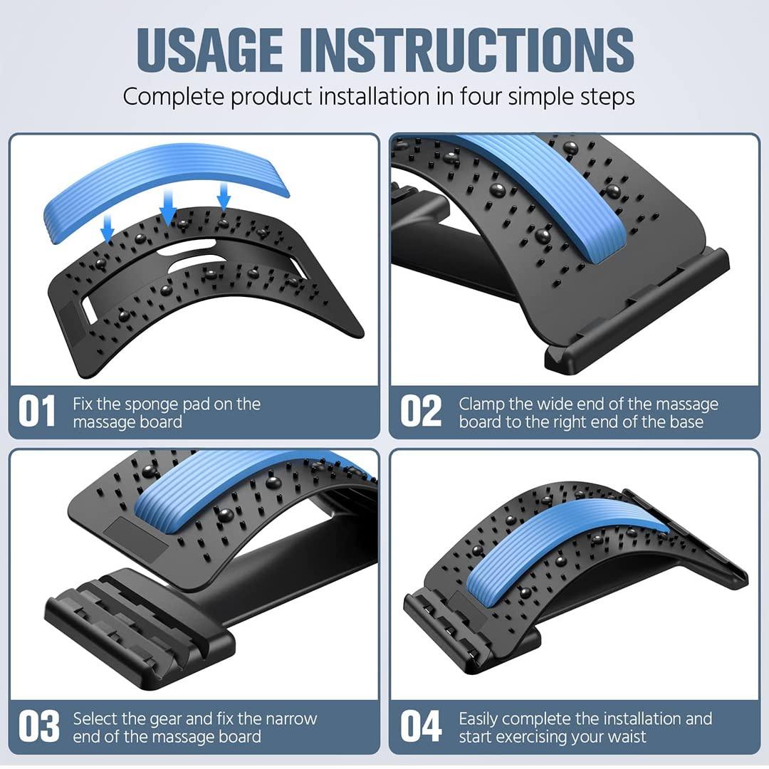 Back Pain Relief Posture Corrector & Lumbar Back Stretcher – Multi-Level Spine Deck Massage Device