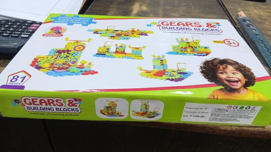 Battery Operated 81pcs Rotating Building Blocks with Gears | Motorized STEM Learning Toy for Kids