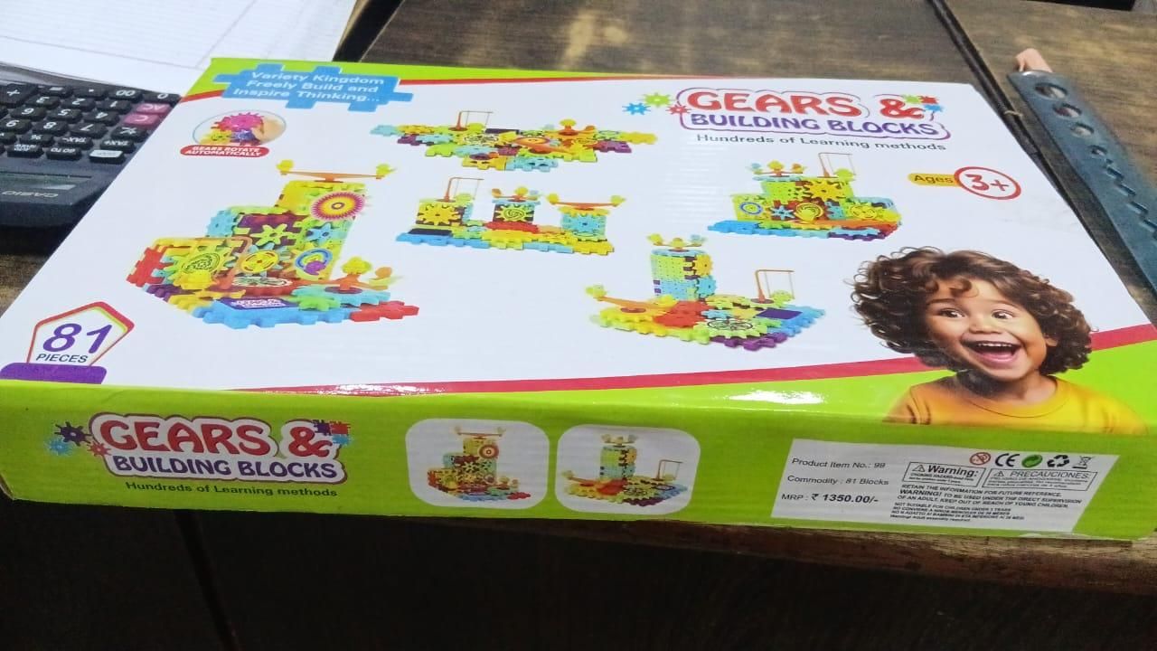 Battery Operated 81pcs Rotating Building Blocks with Gears | Motorized STEM Learning Toy for Kids