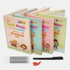 Sank Magic Practice Copybook Set – 4 Books with Magic Pen, Grip & 10 Refills for Kids Handwriting Improvement