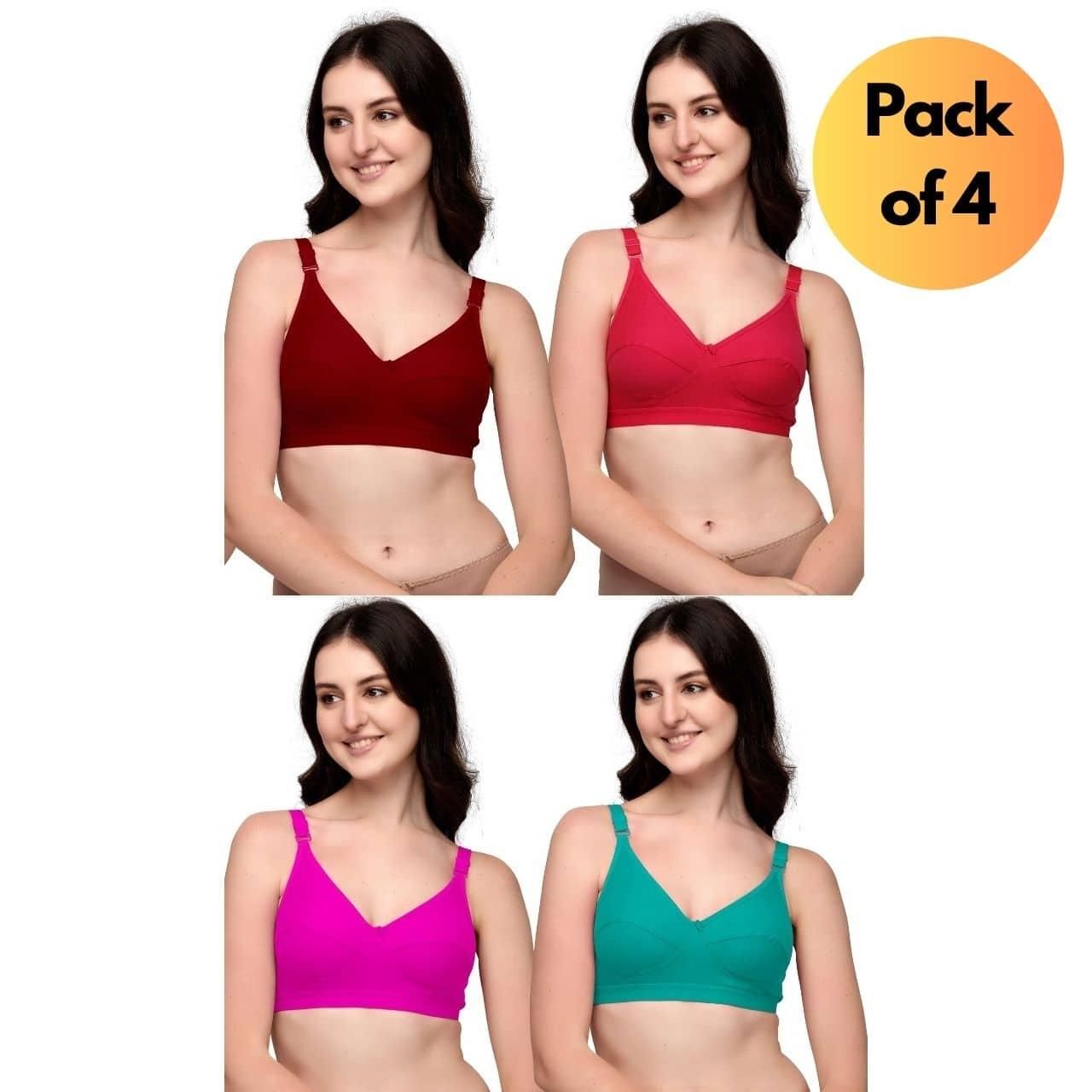 Full Coverage Non Padded Bra Pack of 4 | Comfortable Daily Wear Bras for Women