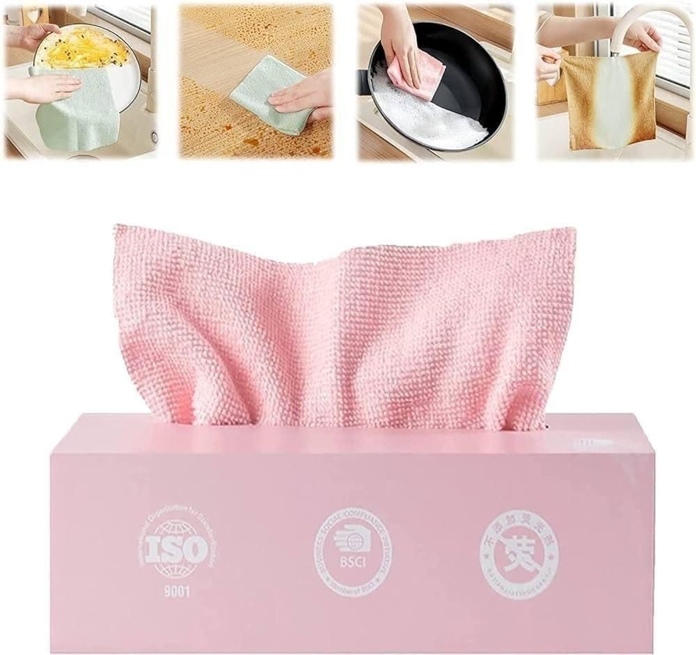 Microfiber Cleaning Cloth 20 PCS with Dispenser Box | Reusable Multi-Purpose Cleaning & Drying Wipes for Home, Kitchen & Office