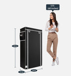 6 Rack Collapsible Wardrobe Cabinet & Shoe Rack | Foldable Storage Organizer with Dust Protection for Home & Dorm