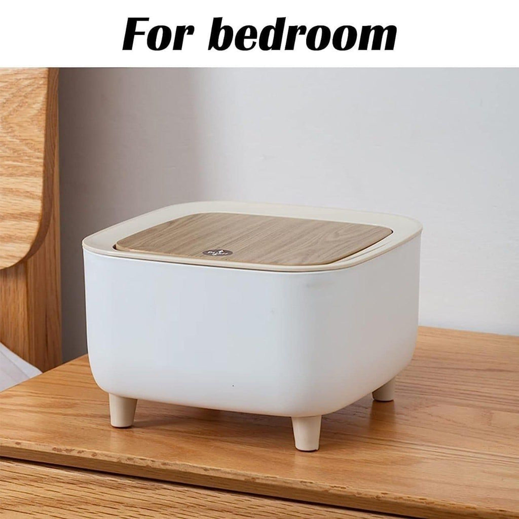 Classy Desktop Push Button Trash Bin | Mini Tabletop Dustbin with Lid