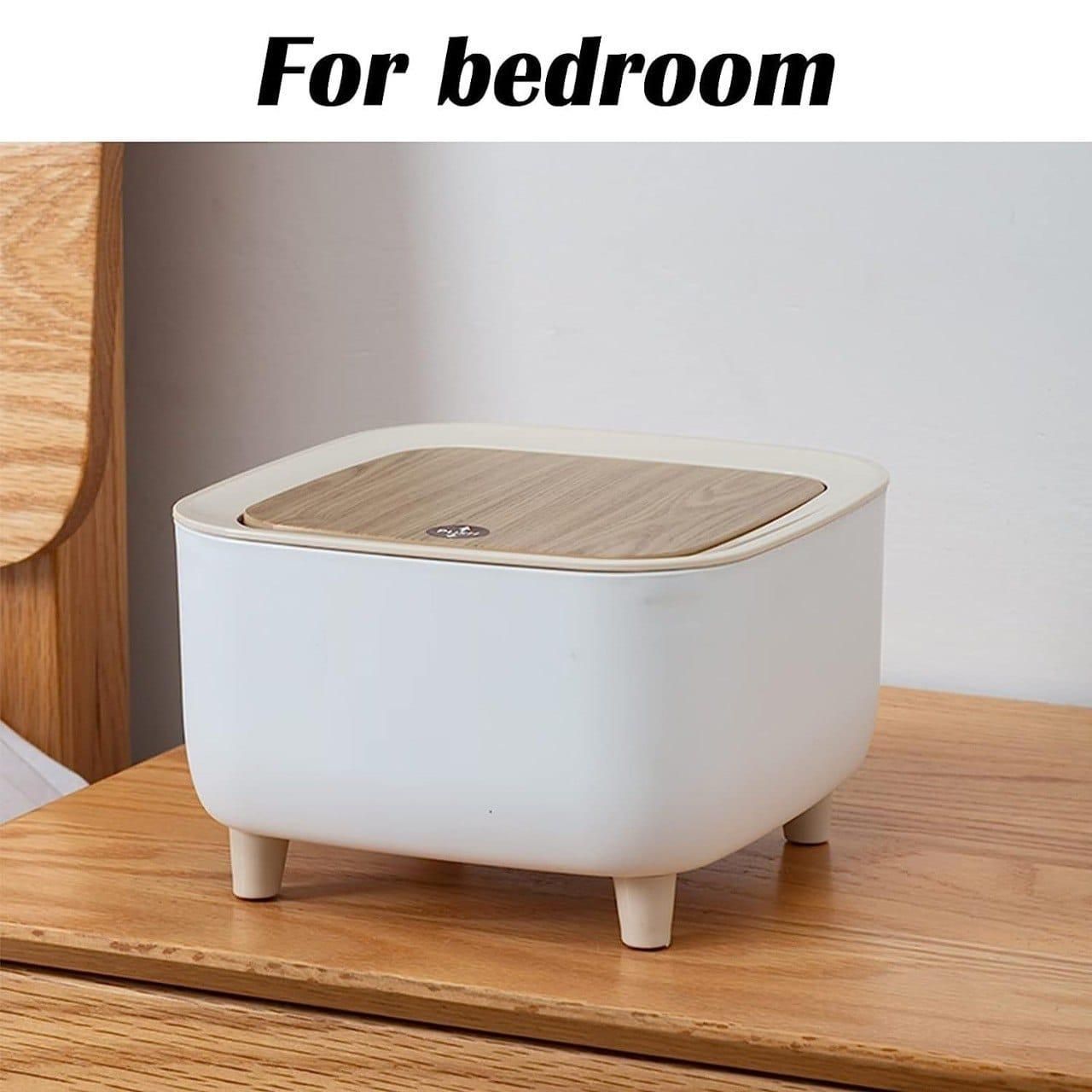 Classy Desktop Push Button Trash Bin | Mini Tabletop Dustbin with Lid