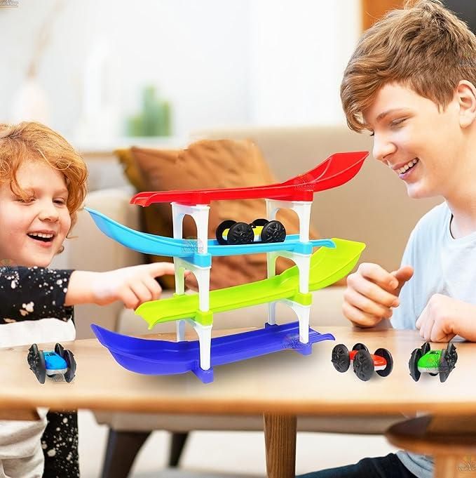 Ramp Racer Multi Level Racing Car Toy Set – 4 Level Track with 4 Mini Cars for Kids