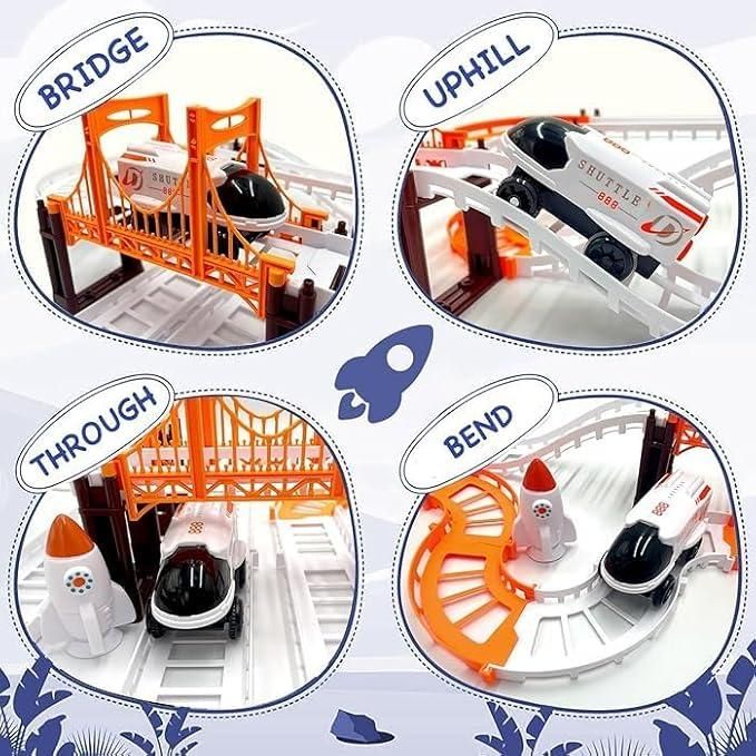 Astronaut Spaceship Track Set for Kids – Flexible Outer Space Magic Race Track Toy with Shuttle Car