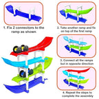 Ramp Racer Multi Level Racing Car Toy Set – 4 Level Track with 4 Mini Cars for Kids