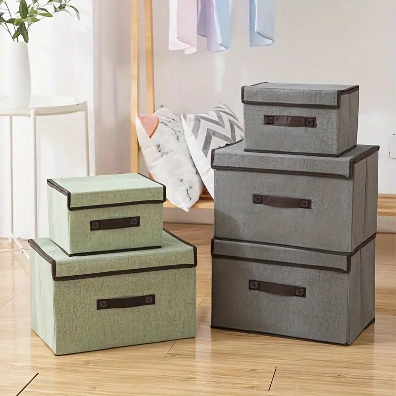 Multipurpose Storage Box with Lid (Pack of 2) | Non-Woven Fabric Dustproof Organizer for Clothes, Books & Toys
