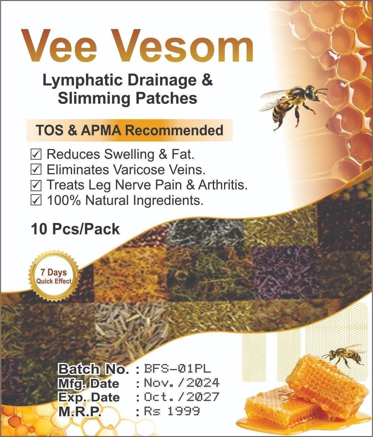Vee Vesom Lymphatic Drainage & Slimming Patches (20 Patches) – Body Detox & Shaping Support