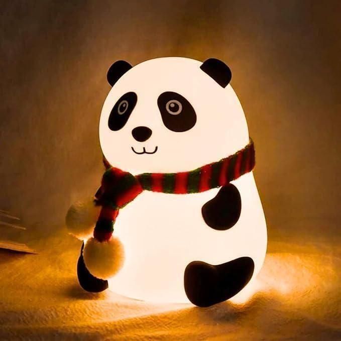 Cute Panda Night Light Lamp for Kids | 7 Color Touch Silicone LED Nursery Bedside Lamp