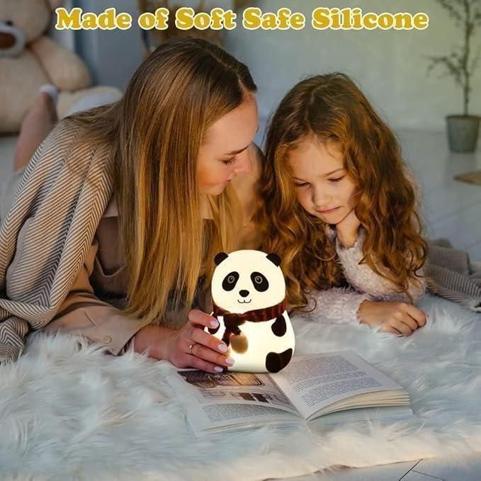 Cute Panda Night Light Lamp for Kids | 7 Color Touch Silicone LED Nursery Bedside Lamp