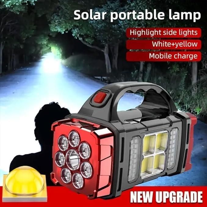 Solar Waterproof Rechargeable Flashlight with USB Charging – Multifunctional Emergency Torch