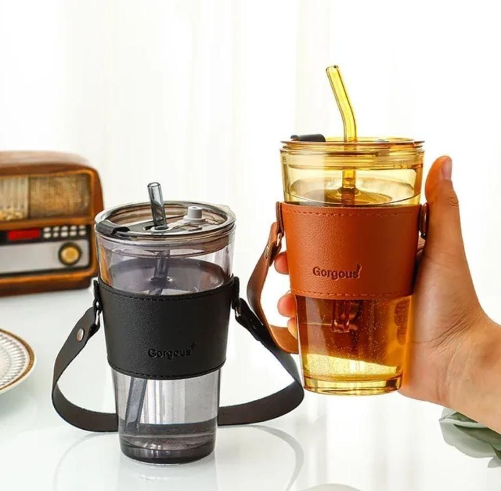 Glass Tumbler with Glass Straw & Lid | Reusable Drinking Cup