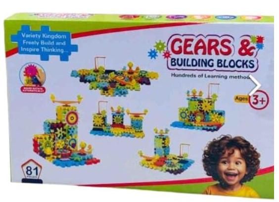 Battery Operated 81pcs Rotating Building Blocks with Gears | Motorized STEM Learning Toy for Kids