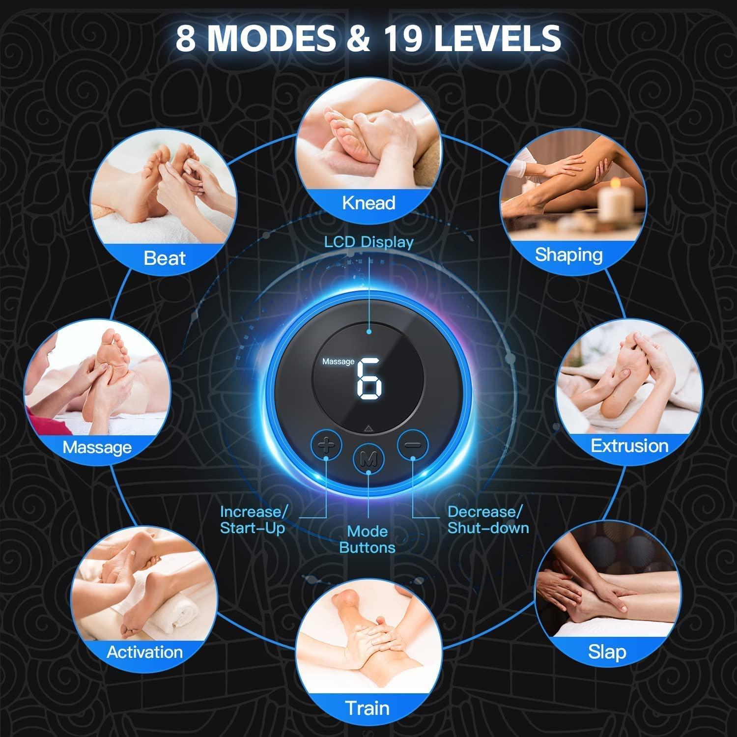 Foot Massage Pain Reliever – Wireless Electric EMS Foot & Leg Massager with 8 Modes