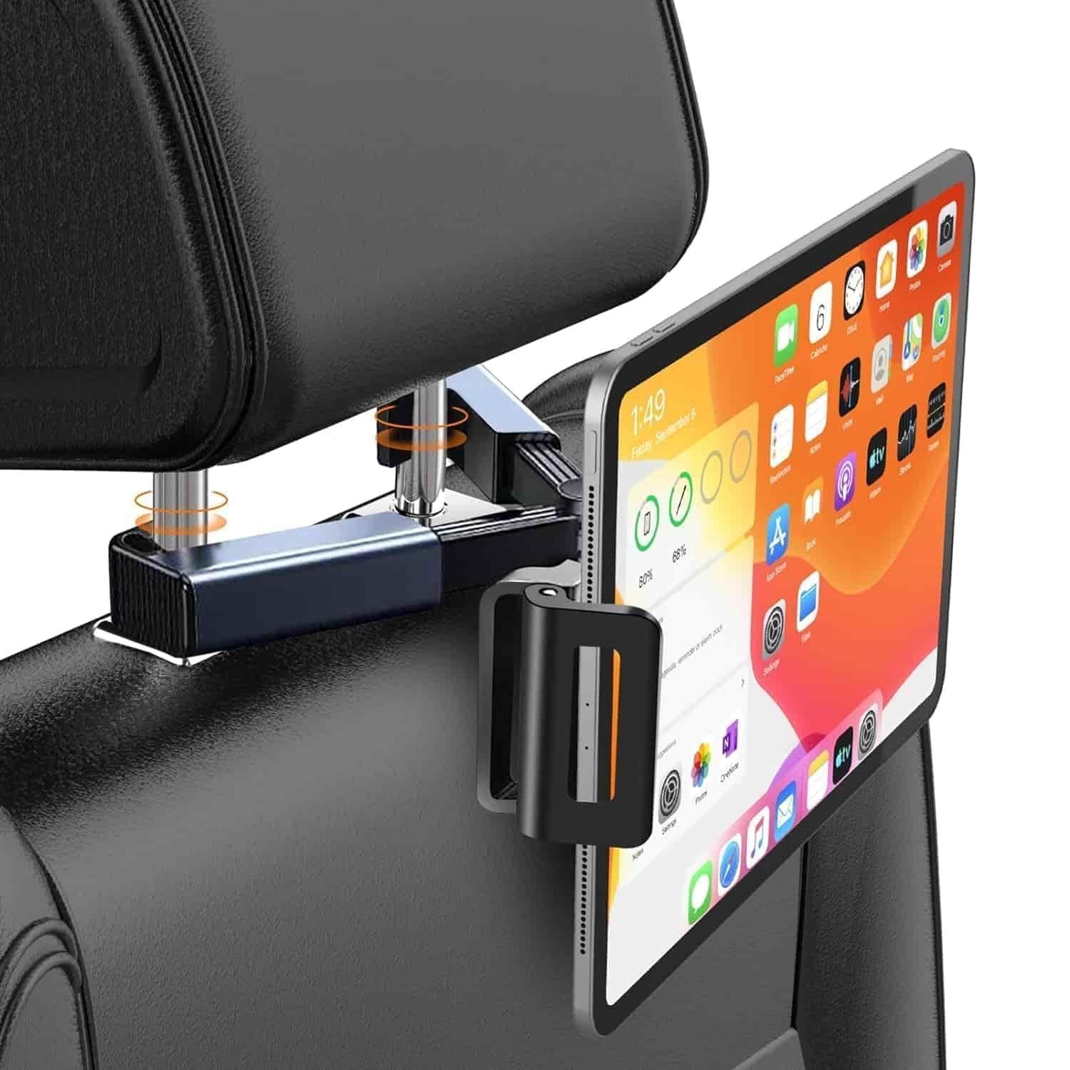 Car Headrest Phone & Tablet Holder | Adjustable Rear Seat iPad Mount