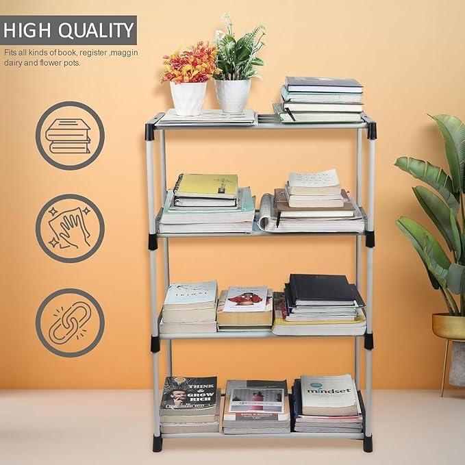 4 Layer Metal Shoes & Books Rack | Foldable DIY Storage Organizer Shelf