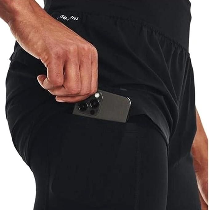 Running 2 In 1 Slim Fit Shorts for Men | Black Sports Gym Fitness Shorts