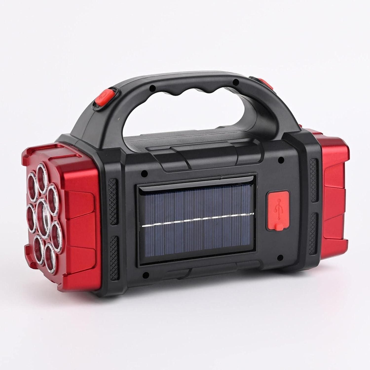 Solar Waterproof Rechargeable Flashlight with USB Charging – Multifunctional Emergency Torch