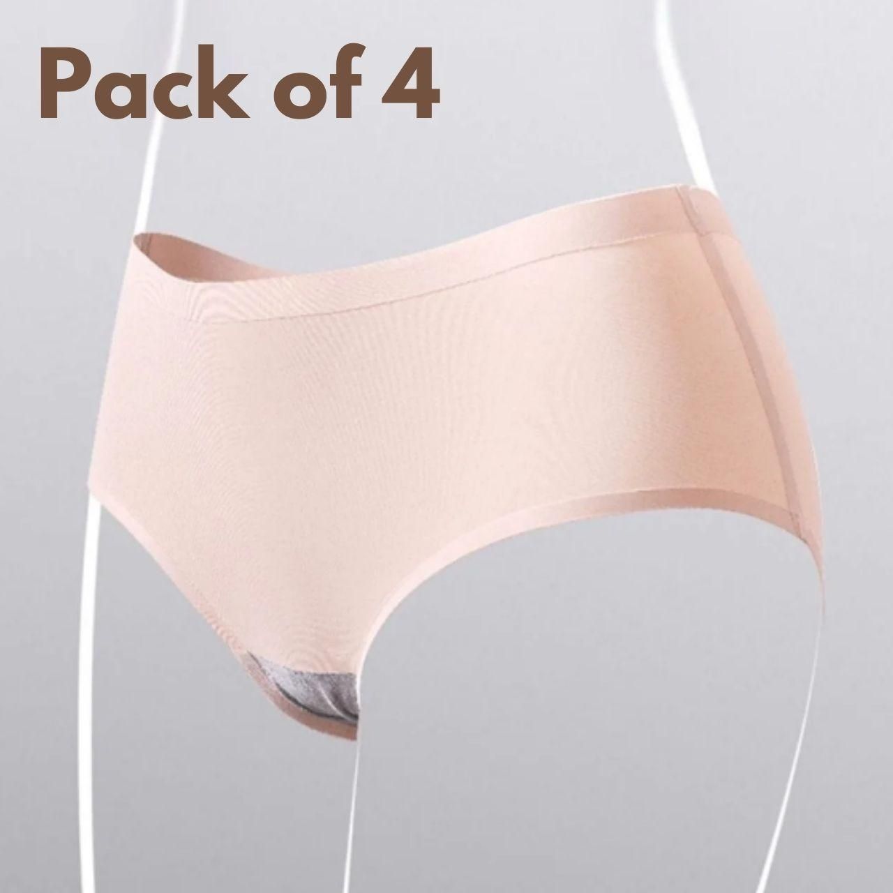 Women’s Leak Proof Panties Pack of 4 | Cotton High Waist Period Underwear