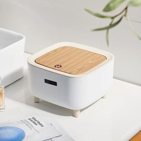 Classy Desktop Push Button Trash Bin | Mini Tabletop Dustbin with Lid