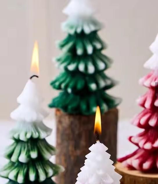 Long Scented Christmas Tree Candle | Natural Wax Festive Decorative Candle