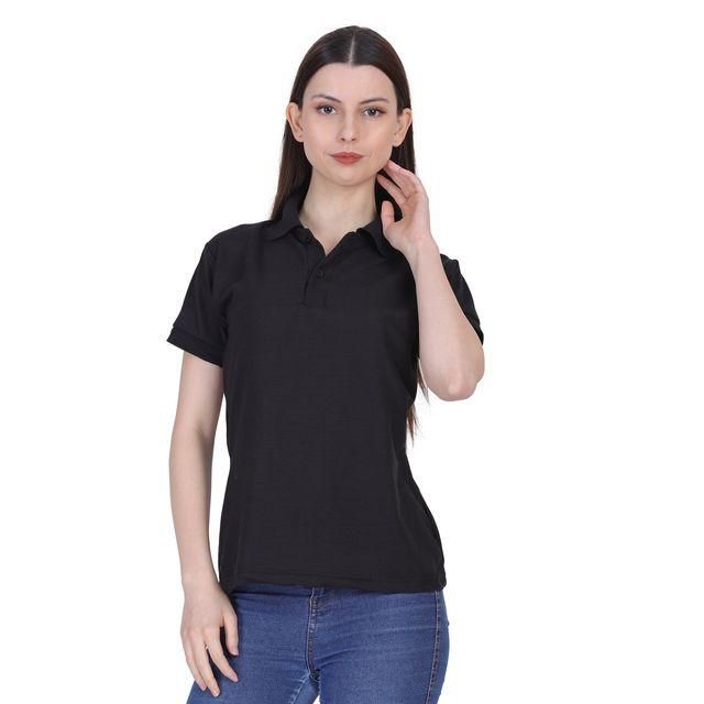 Ketex Black Cotton Blend Polo Neck T-Shirt for Men | Casual Solid Half Sleeve Polo
