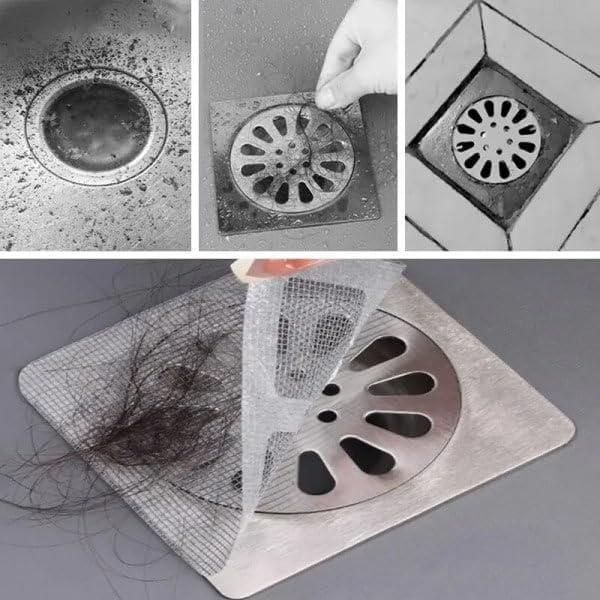 Self-Adhesive Floor Drain Stickers Pack of 20 | Anti-Clog Hair Catcher Cover