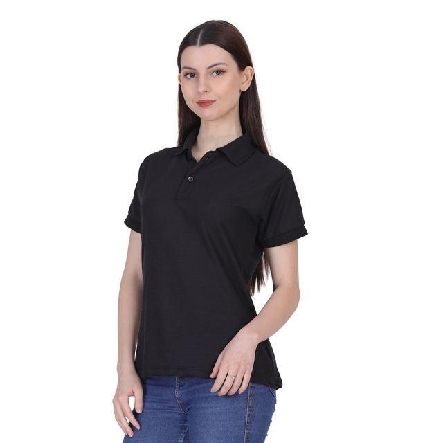 Ketex Black Cotton Blend Polo Neck T-Shirt for Men | Casual Solid Half Sleeve Polo