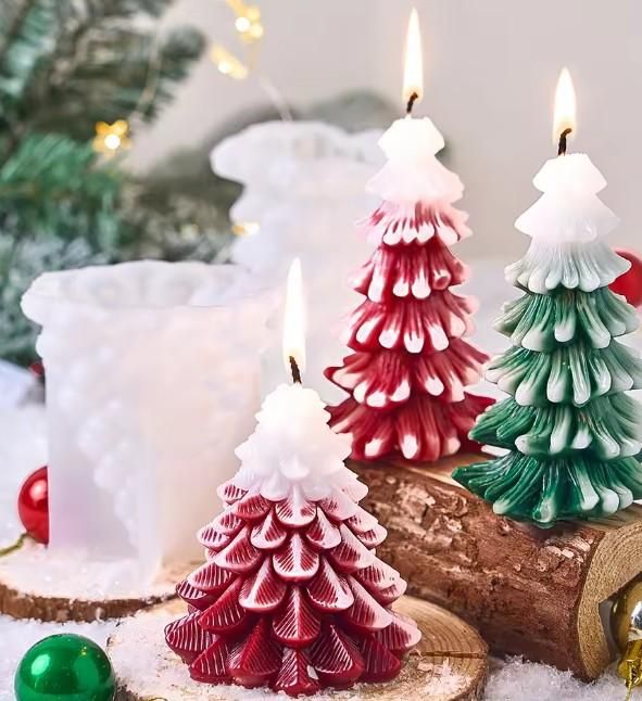 Long Scented Christmas Tree Candle | Natural Wax Festive Decorative Candle